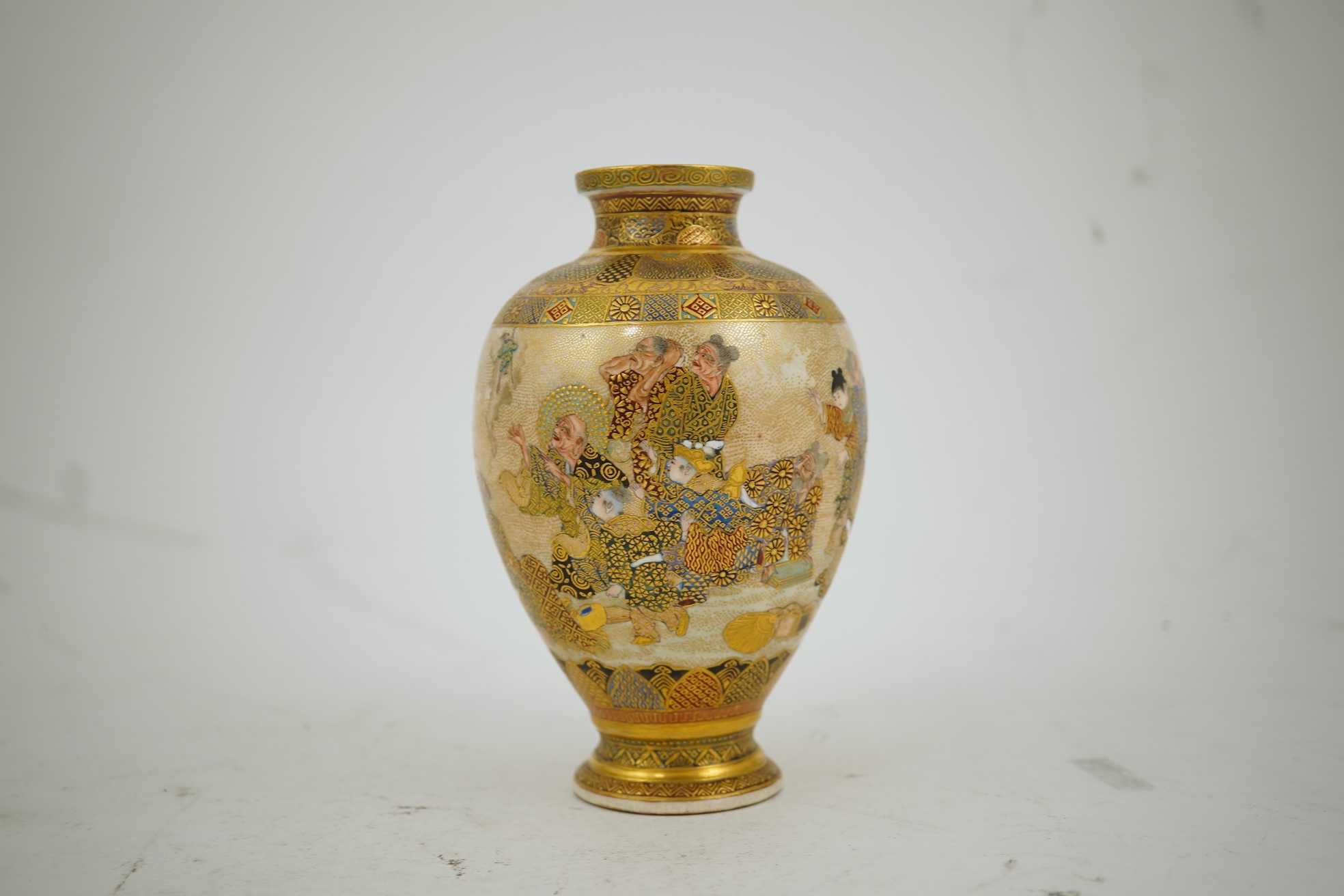 A Japanese small Satsuma vase, by Hattori, Meiji period